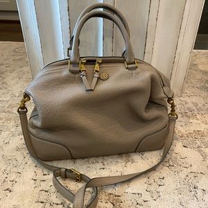 Tory Burch Handbag - crossbody, relaxed satchel - taupe